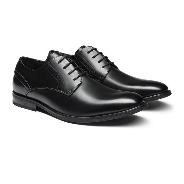 Men's Polished PU Leather Oxford Shoes - BLACK - 5